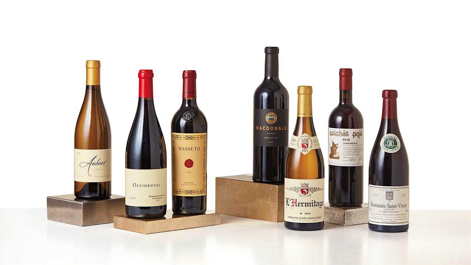 Seven wine bottles from Wine Spectator's 2025 "Best of the Best"