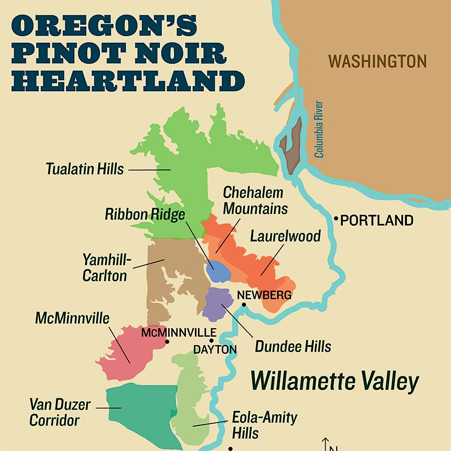 Map of wine region: Oregon